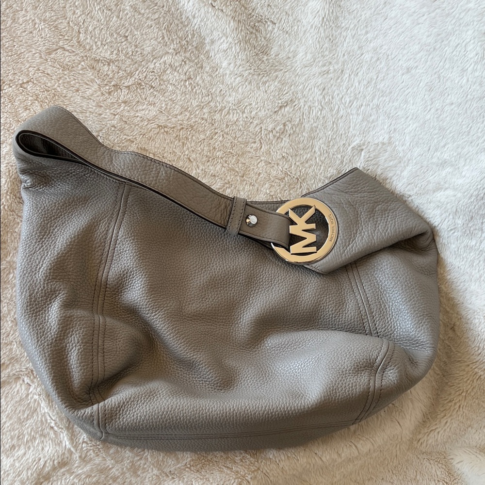 Michael Kors Gray Leather Hobo Bag